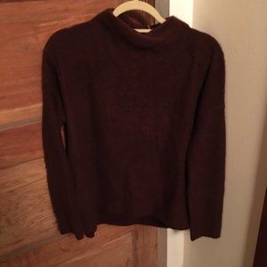Boiled cashmere funnel neck pullover - Burgundy